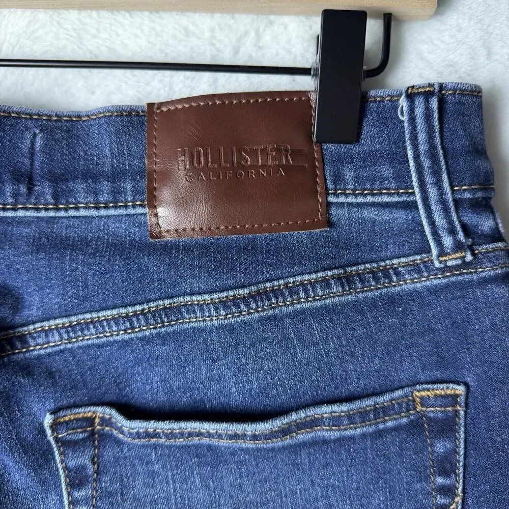 Hollister Distressed Skinny Jeans Raw Hem Men's Size W33xL32 Stretchy